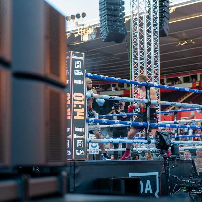PK Sound robotic systems supporting the WBC Super Featherweight Championship in Southampton